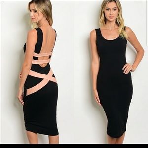 Black & blush fitted dress